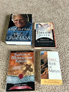 Set of Four Inspirational Christian Books - Blue, Tan, Orange, White Covers